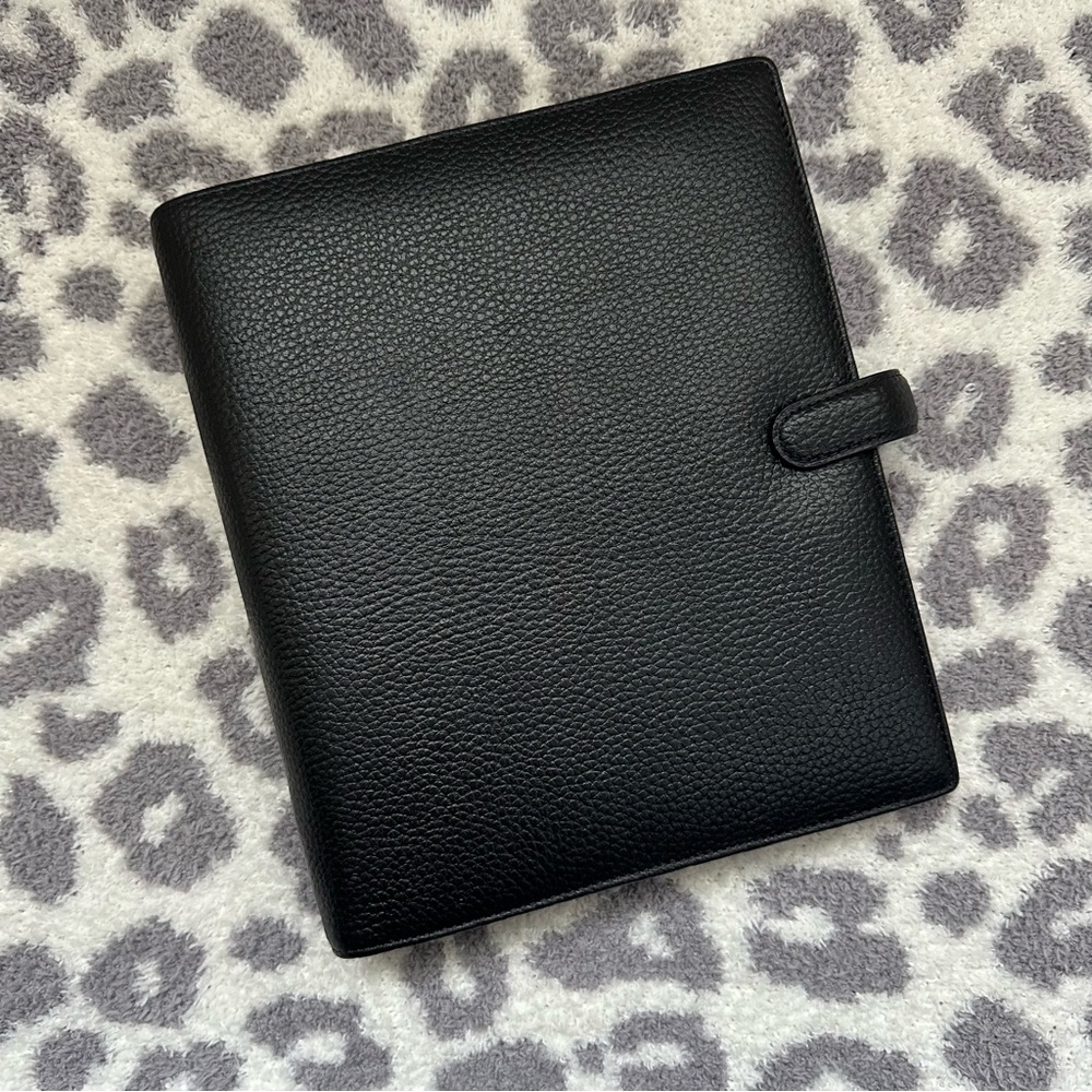 Filofax Finsbury A5 Organizer Planner Agenda Black Pebbled Leather